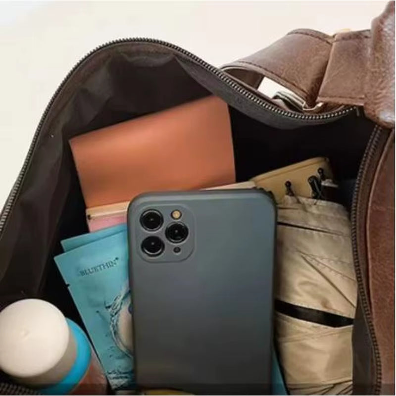 PU Leather Commuter Fashion Vintage Casual Tote Bag Maillard Stylish Crossbody Bags for Women Texture Large Capacity Temperament